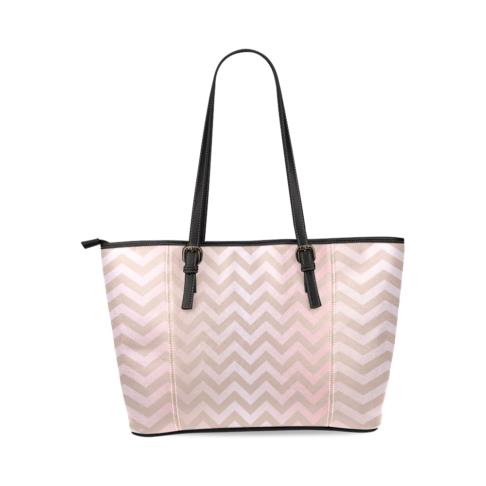 Rose Gold Chevron Leather Tote Bag/Small (Model 1640)