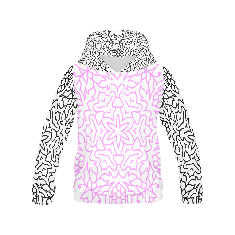 Designers hoodie : with Mandala art pink All Over Print Hoodie for Women (USA Size) (Model H13)