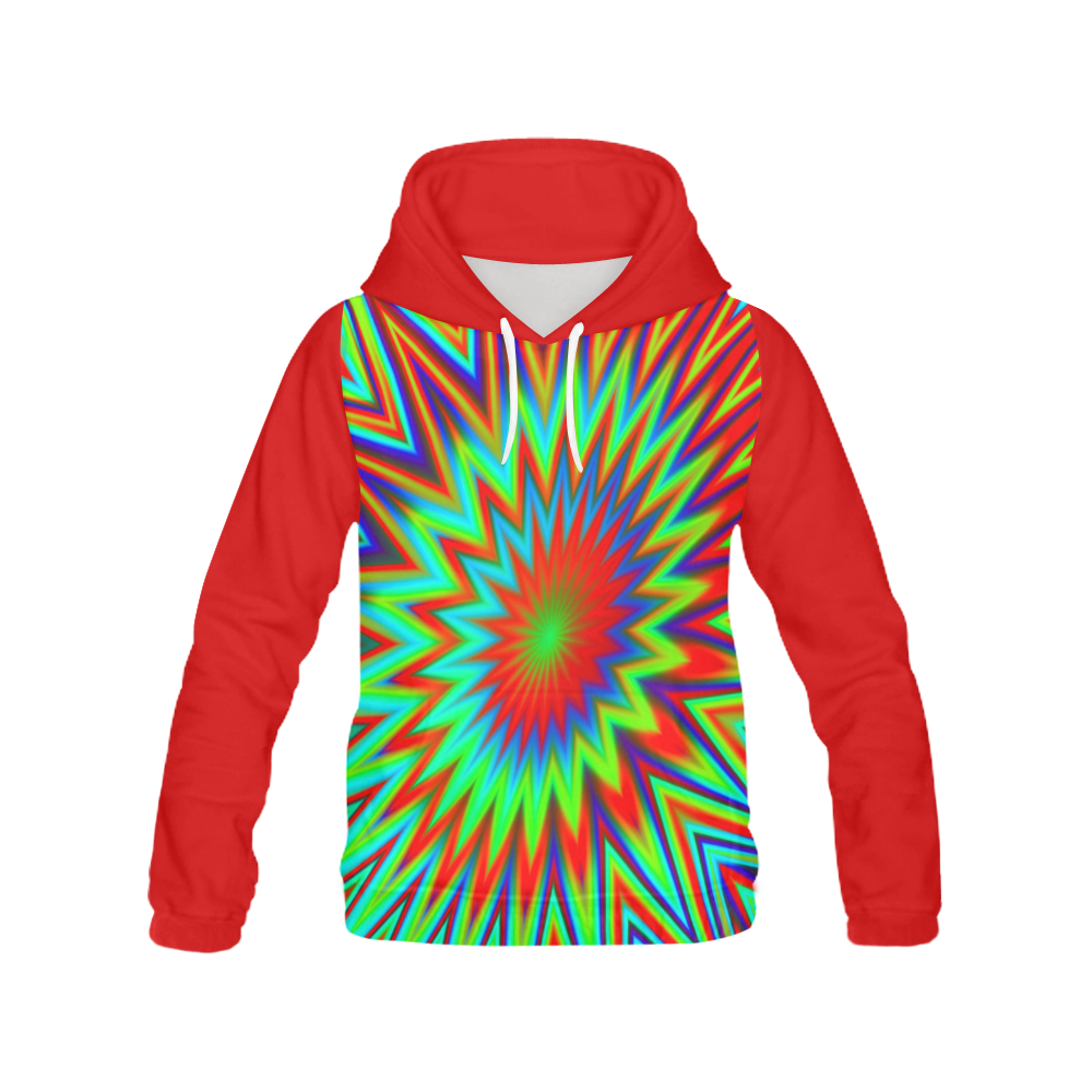 Retro Colorful Starburst All Over Print Hoodie for Women (USA Size) (Model H13)