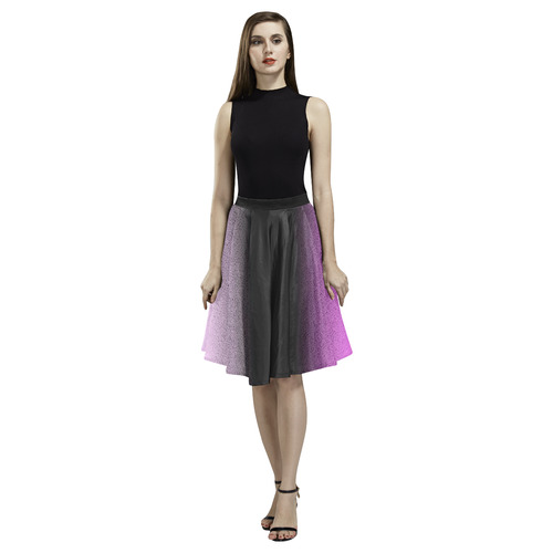 Night Pink Neon Melete Pleated Midi Skirt (Model D15)