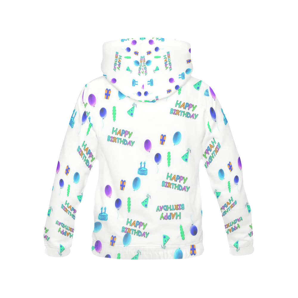 happy Birthday, white All Over Print Hoodie for Men (USA Size) (Model H13)