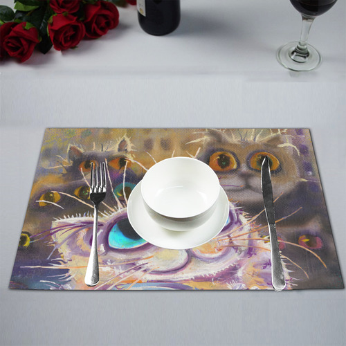 The hungry cat waiting for meal副本 Placemat 12’’ x 18’’ (Four Pieces)