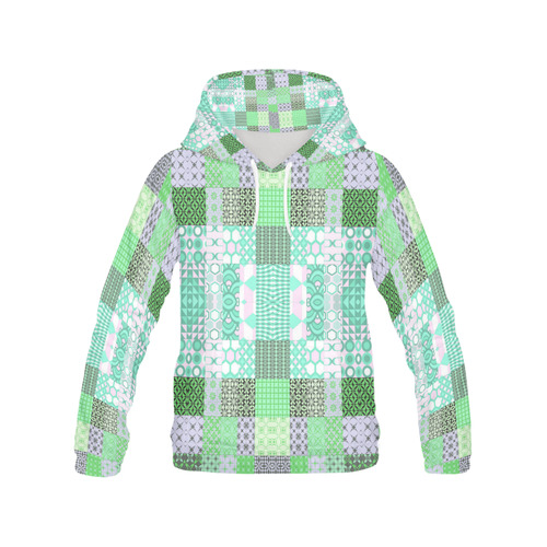 Shapes Pattern Mix - Green Cyan All Over Print Hoodie for Men (USA Size) (Model H13)