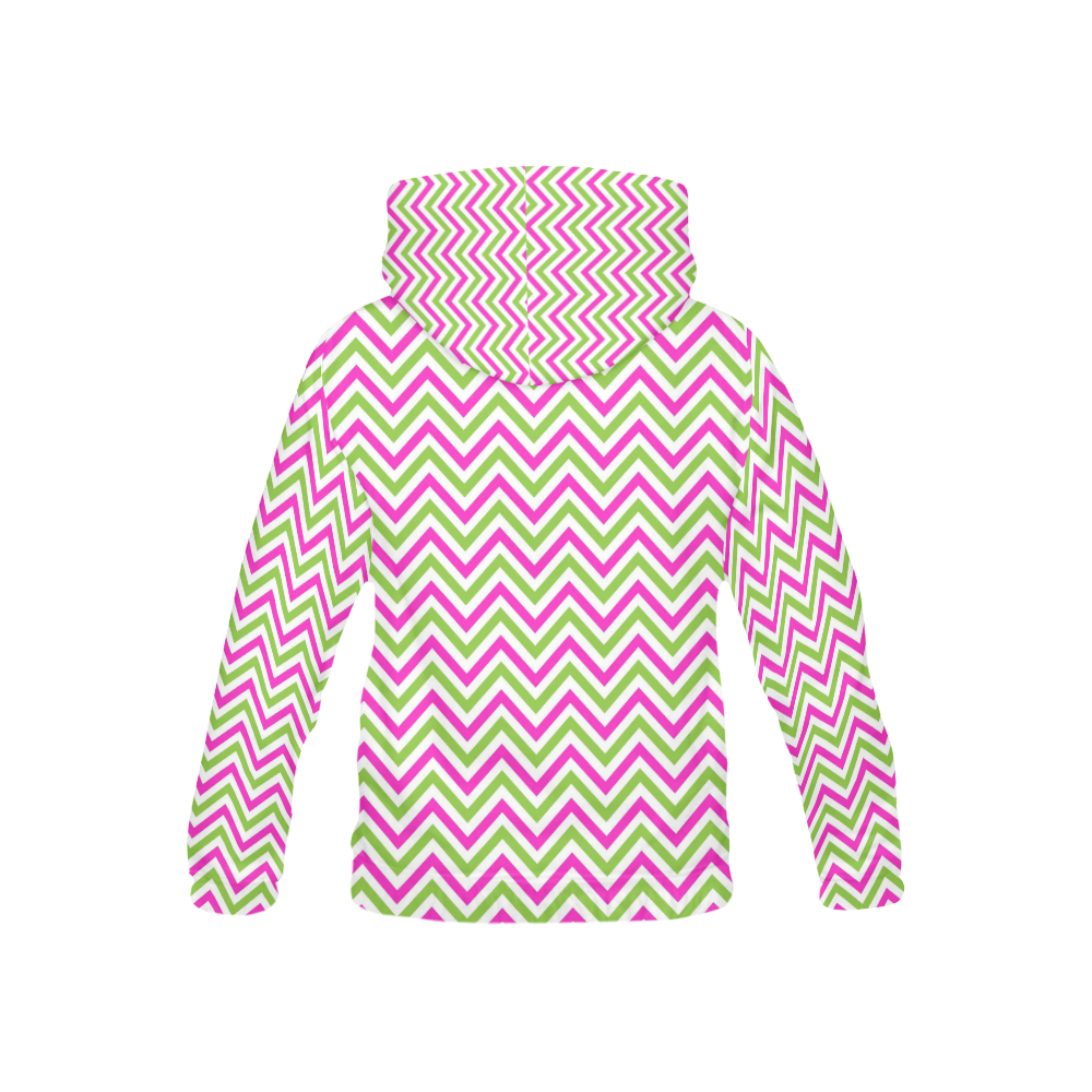 Pink Green White Chevron All Over Print Hoodie for Kid (USA Size) (Model H13)