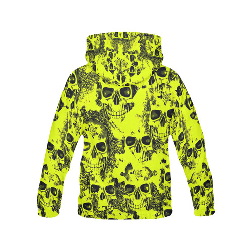 cloudy Skulls black yellow by JamColors All Over Print Hoodie for Women (USA Size) (Model H13)