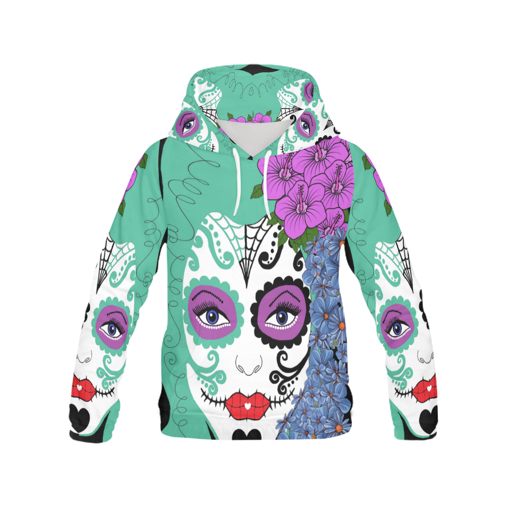 mamma sugarskull All Over Print Hoodie for Women (USA Size) (Model H13)