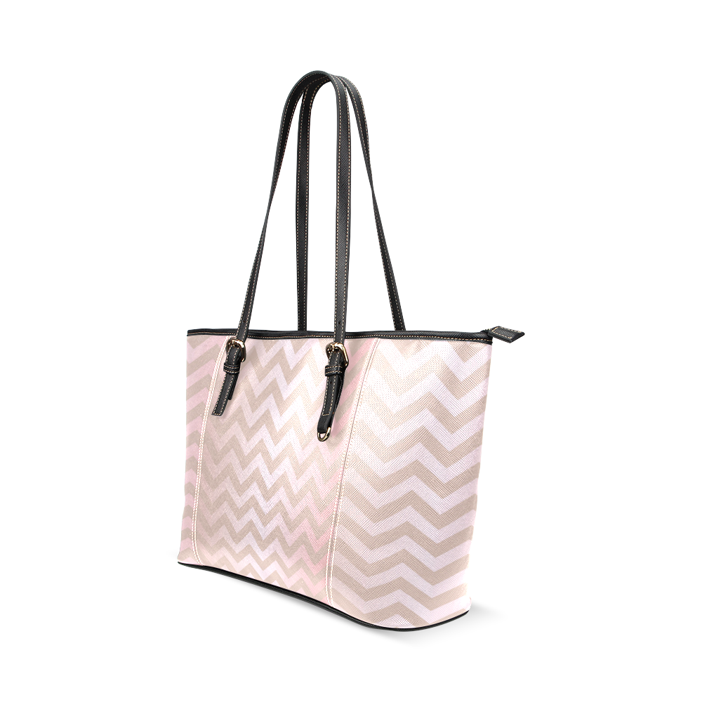 Rose Gold Chevron Leather Tote Bag/Small (Model 1640)