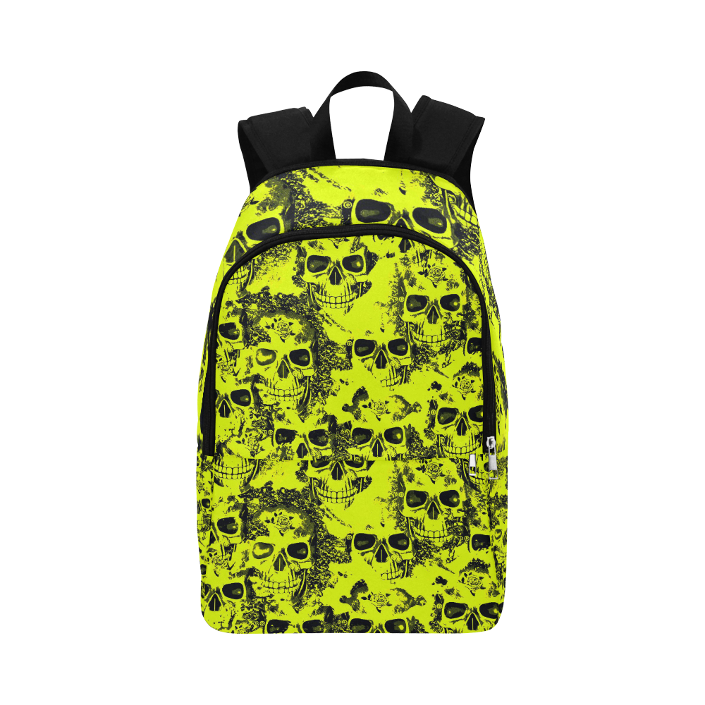 cloudy Skulls black yellow by JamColors Fabric Backpack for Adult (Model 1659)