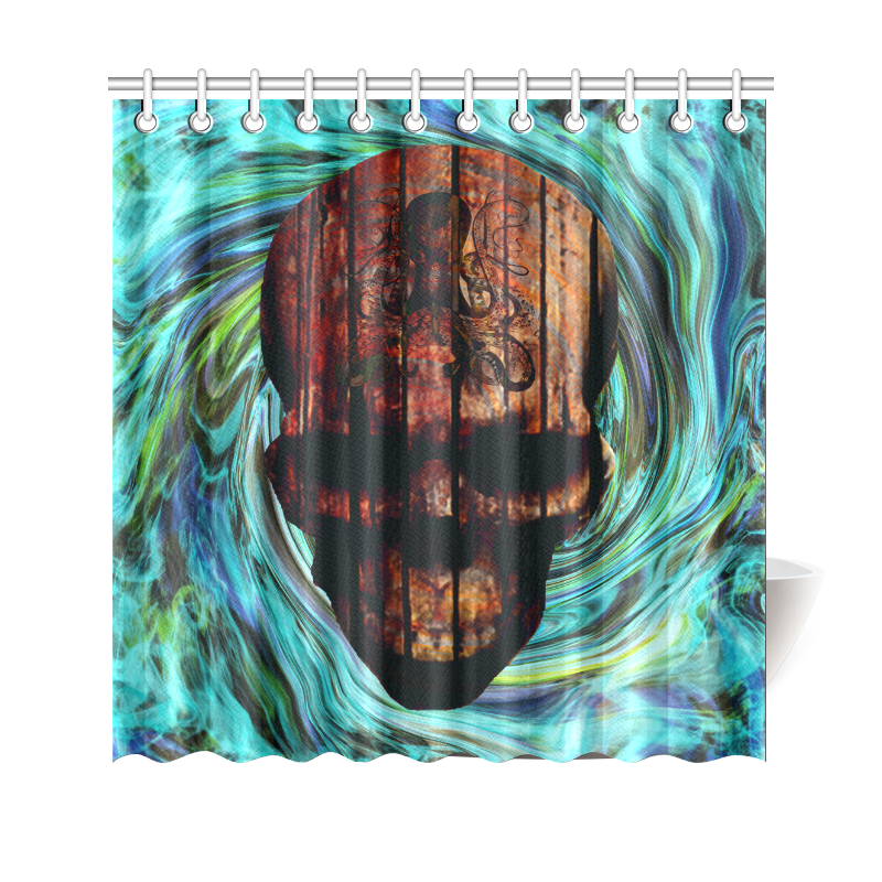 Psychodelic skull shower curtain Shower Curtain 69"x70"