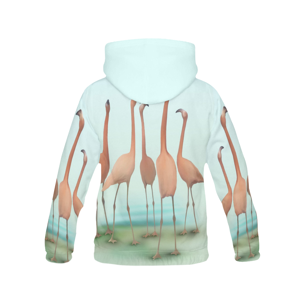 Flamingo Mingle, watercolor, birds All Over Print Hoodie for Men (USA Size) (Model H13)