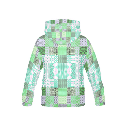 Shapes Pattern Mix - Green Cyan All Over Print Hoodie for Kid (USA Size) (Model H13)