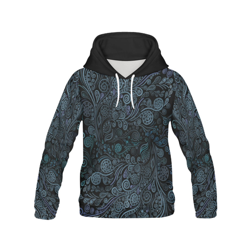 3D ornaments, psychedelic blue All Over Print Hoodie for Women (USA Size) (Model H13)