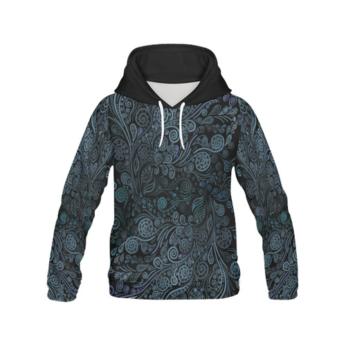 3D ornaments, psychedelic blue All Over Print Hoodie for Women (USA Size) (Model H13)