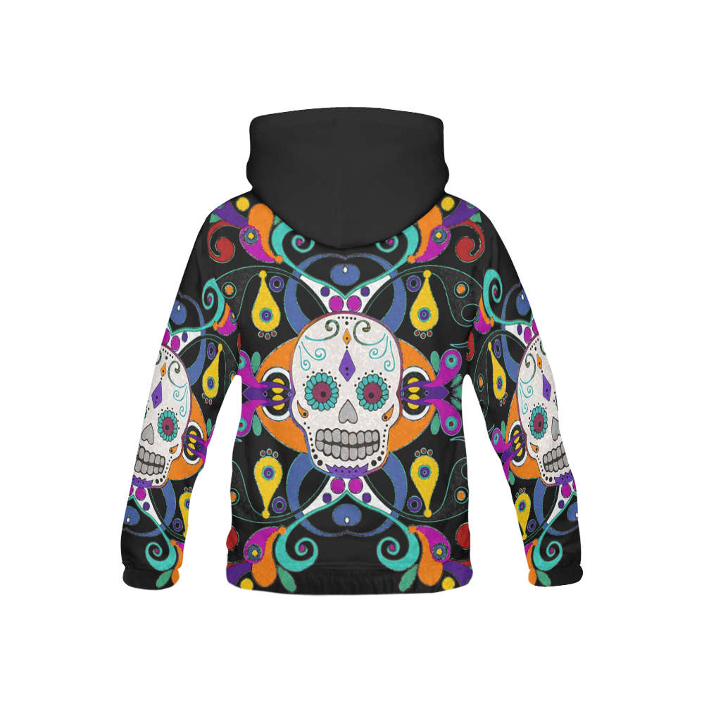 Día De Los Muertos Skull Ornaments All Over Print Hoodie for Kid (USA Size) (Model H13)