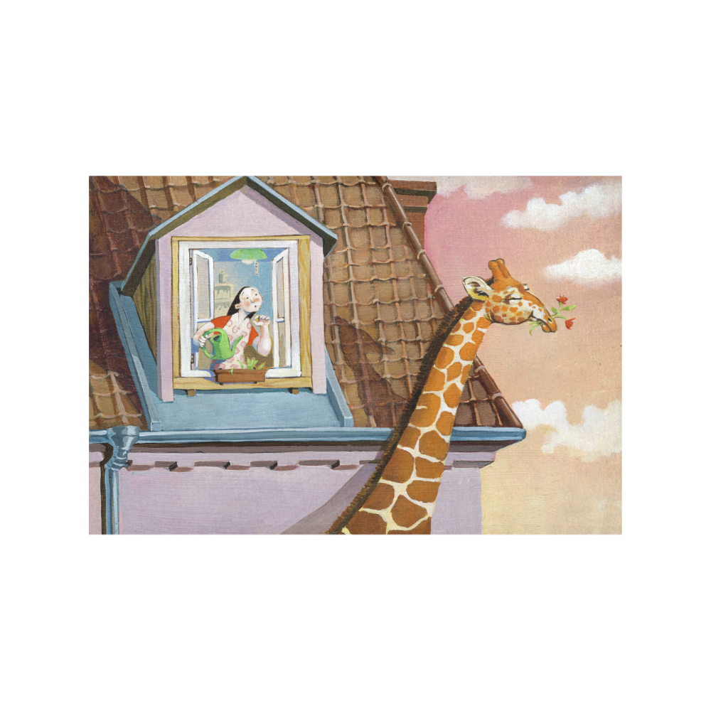giraffe steals flowers Placemat 12’’ x 18’’ (Set of 4)