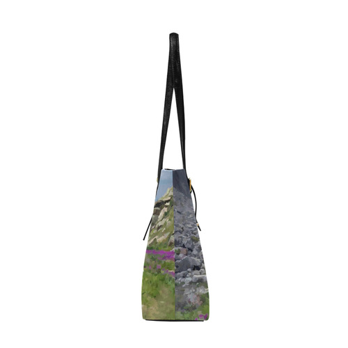 Floral Mountain Landscape Purple Flowers Euramerican Tote Bag/Large (Model 1656)