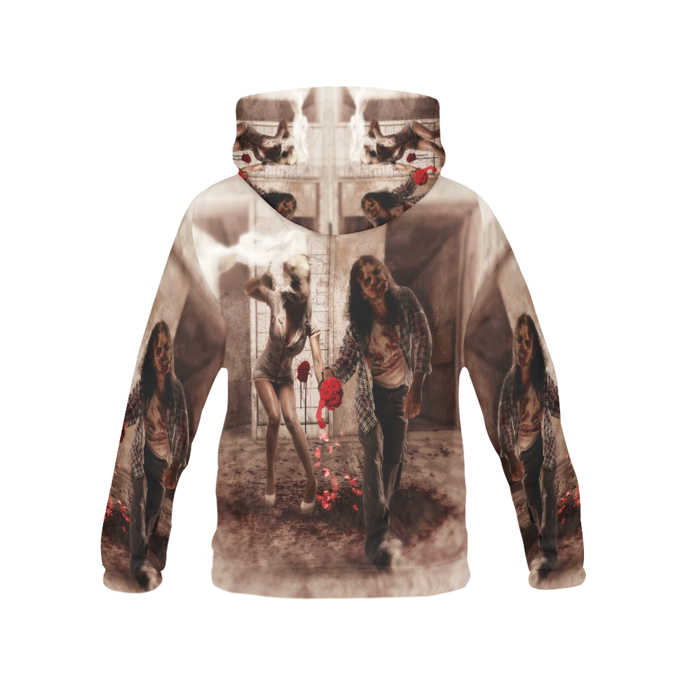 Horror Bride and Zombie  Groom All Over Print Hoodie for Men (USA Size) (Model H13)