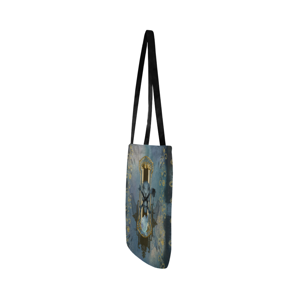 The blue skull with crow Reusable Shopping Bag Model 1660 (Two sides)