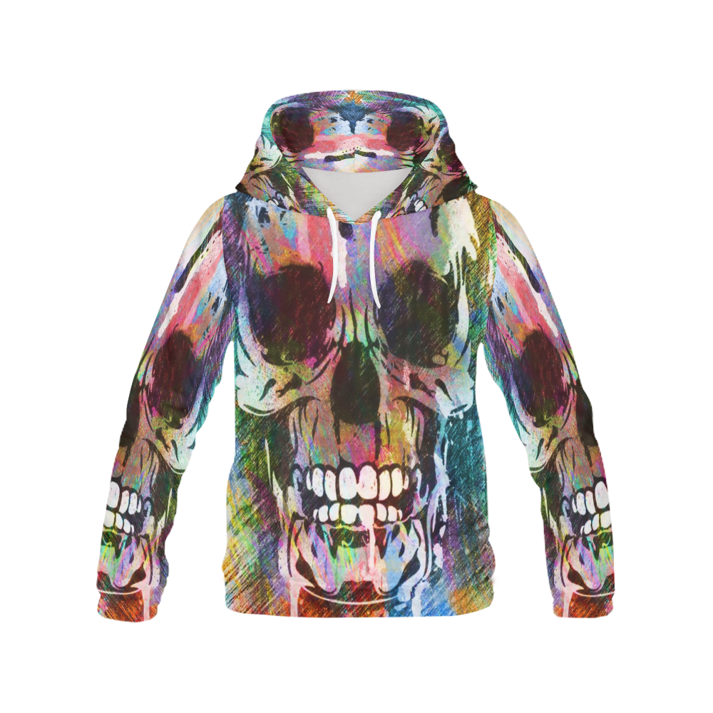 Smile Skull by Popart Lover All Over Print Hoodie for Women (USA Size) (Model H13)