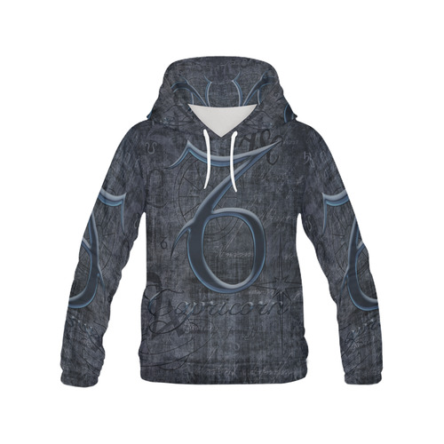 Astrology Zodiac Sign Capricorn in Grunge Style All Over Print Hoodie for Men (USA Size) (Model H13)