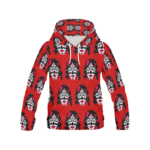 red roses sugarskull All Over Print Hoodie for Women (USA Size) (Model H13)