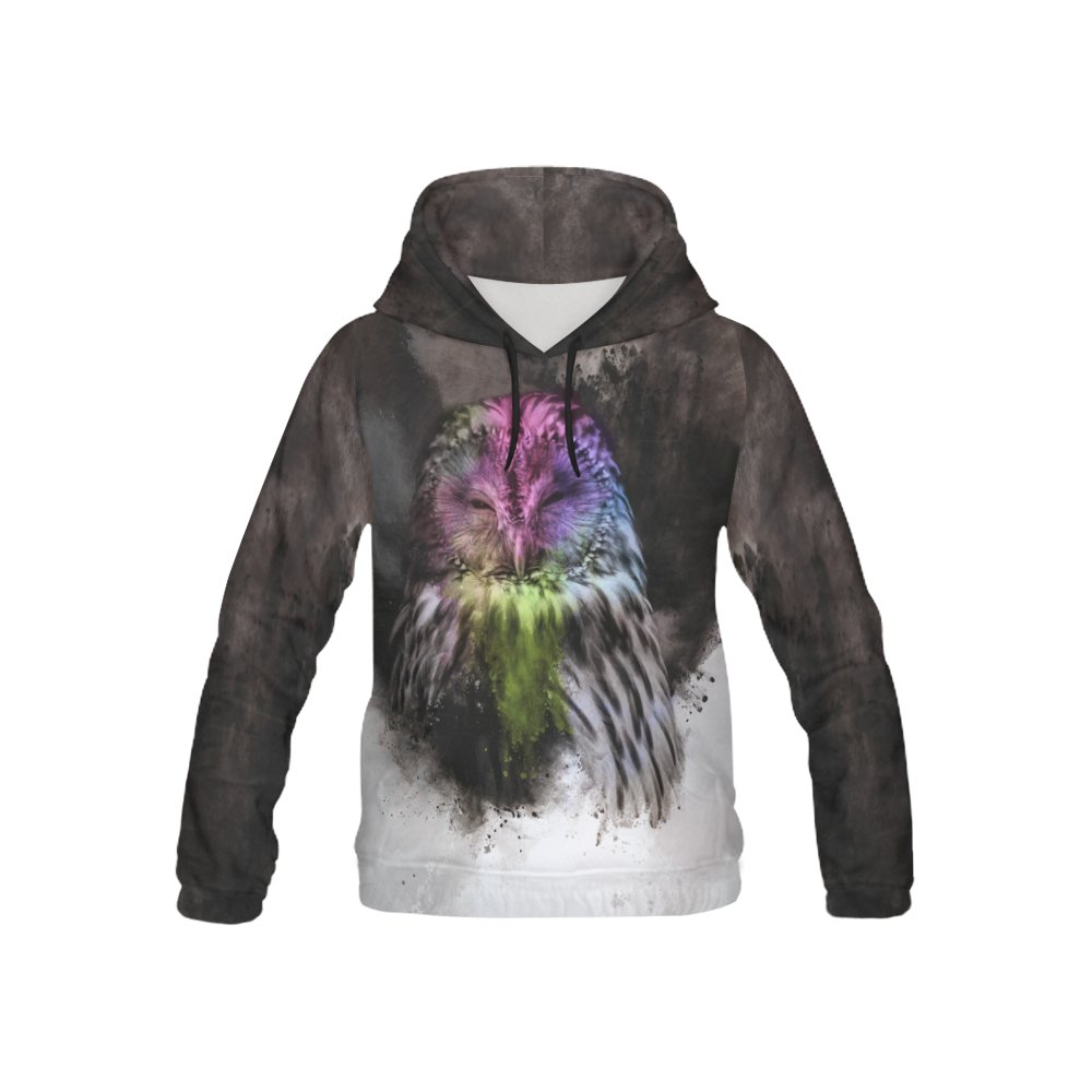 Abstract colorful owl All Over Print Hoodie for Kid (USA Size) (Model H13)