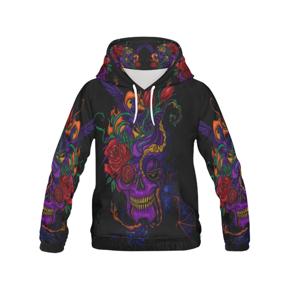 Funny Funky Sugar Skull All Over Print Hoodie for Men (USA Size) (Model H13)