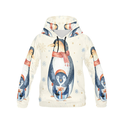 cute penguin, christmas All Over Print Hoodie for Women (USA Size) (Model H13)