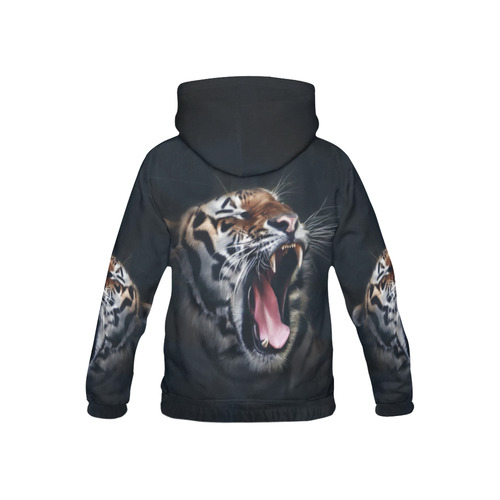 A painted glorious roaring Tiger Portrait All Over Print Hoodie for Kid (USA Size) (Model H13)