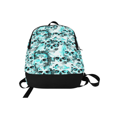 cloudy Skulls white aqua by JamColors Fabric Backpack for Adult (Model 1659)