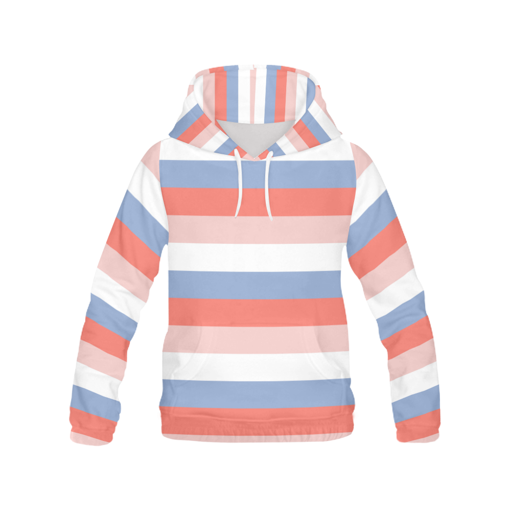 Designers hoodie : with stripes 60s All Over Print Hoodie for Women (USA Size) (Model H13)