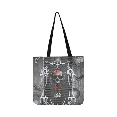 Awesome skull on metal design Reusable Shopping Bag Model 1660 (Two sides)