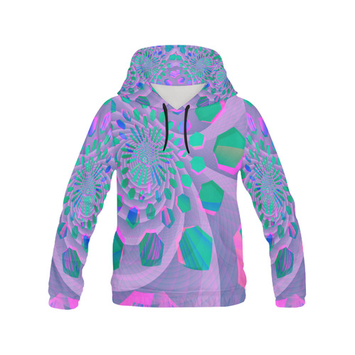Pastel Fractal Abstract All Over Print Hoodie for Women (USA Size) (Model H13)