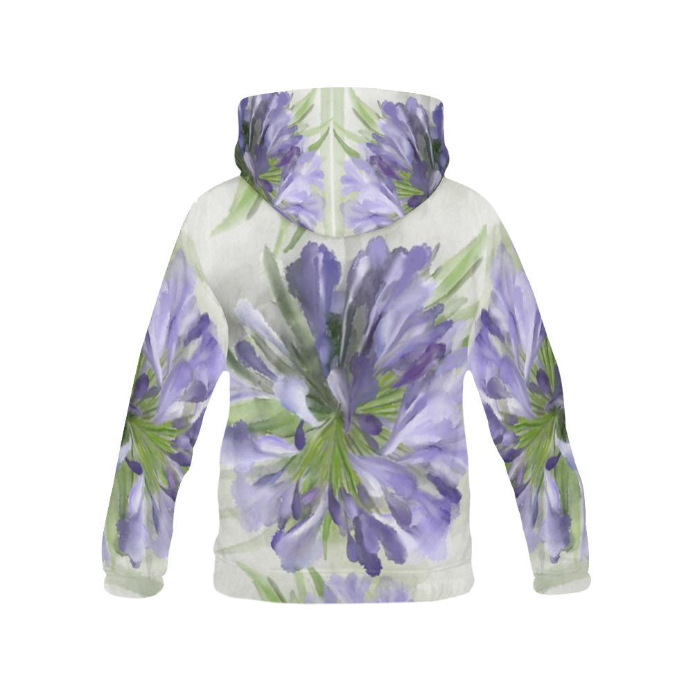 3 Delicate Purple Flowers, floral watercolor All Over Print Hoodie for Women (USA Size) (Model H13)