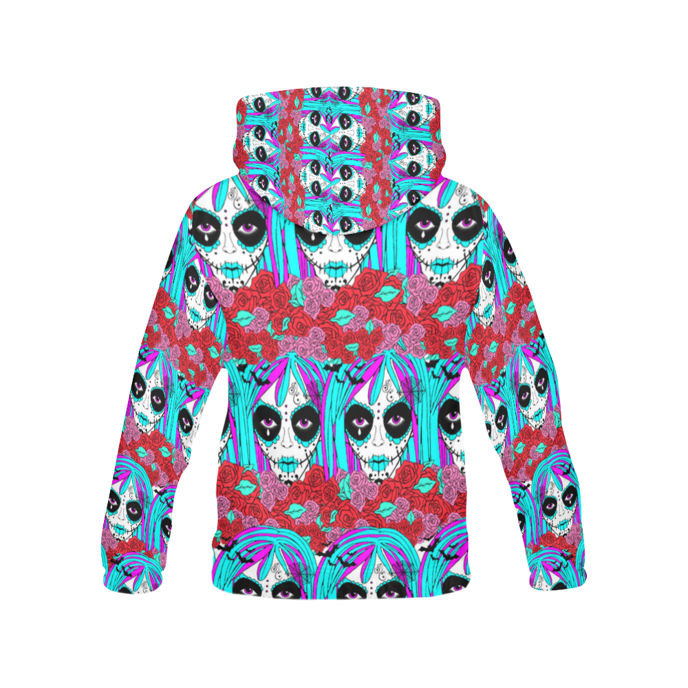 hippy chick sugarskull All Over Print Hoodie for Women (USA Size) (Model H13)