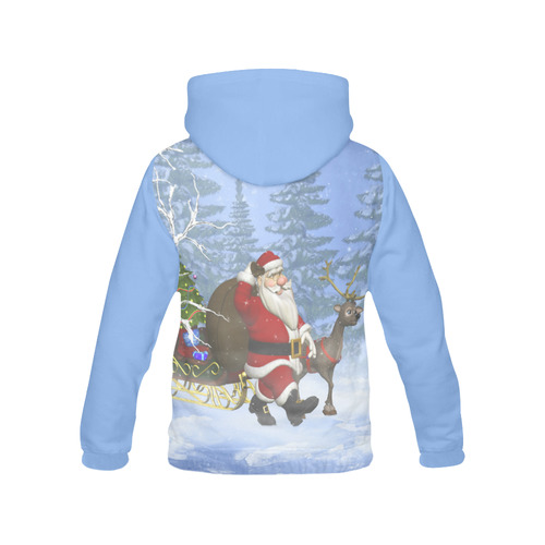 Santa and his Reindeer in the forest Christmas All Over Print Hoodie for Women (USA Size) (Model H13)
