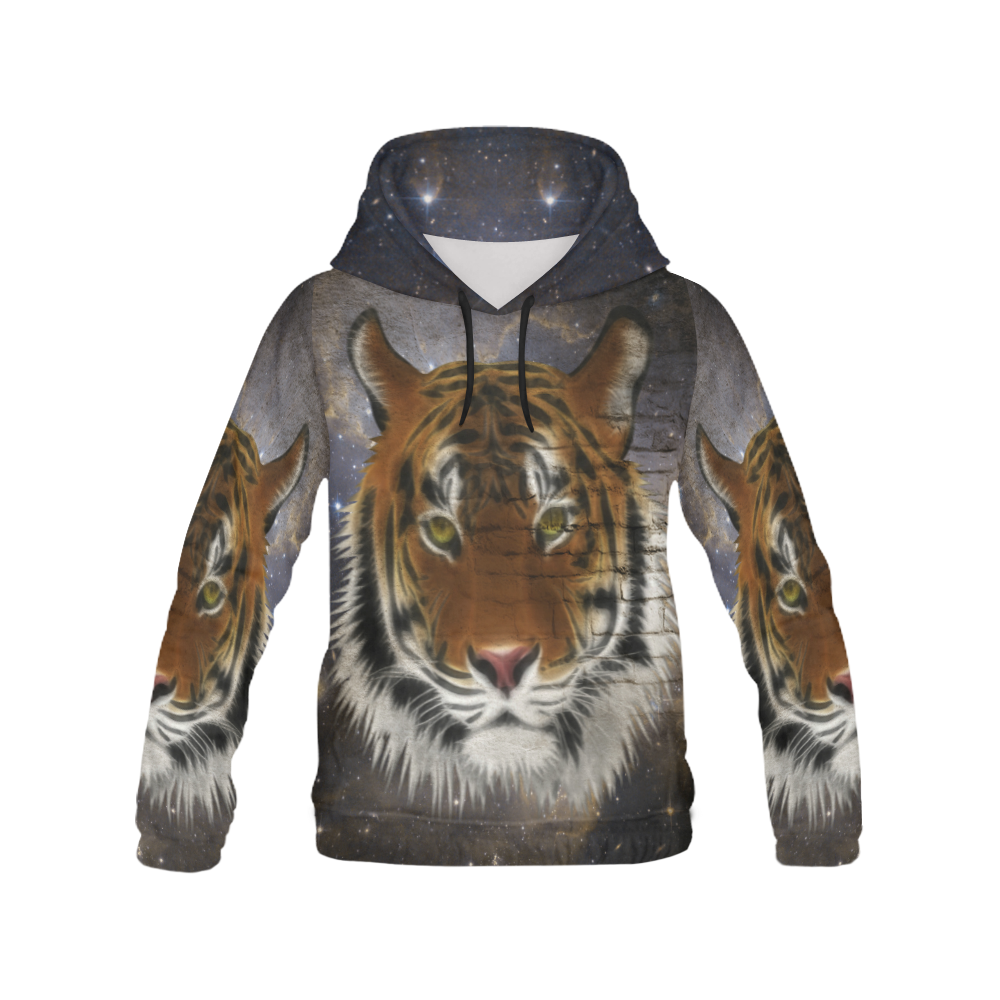 An abstract magnificent tiger All Over Print Hoodie for Women (USA Size) (Model H13)