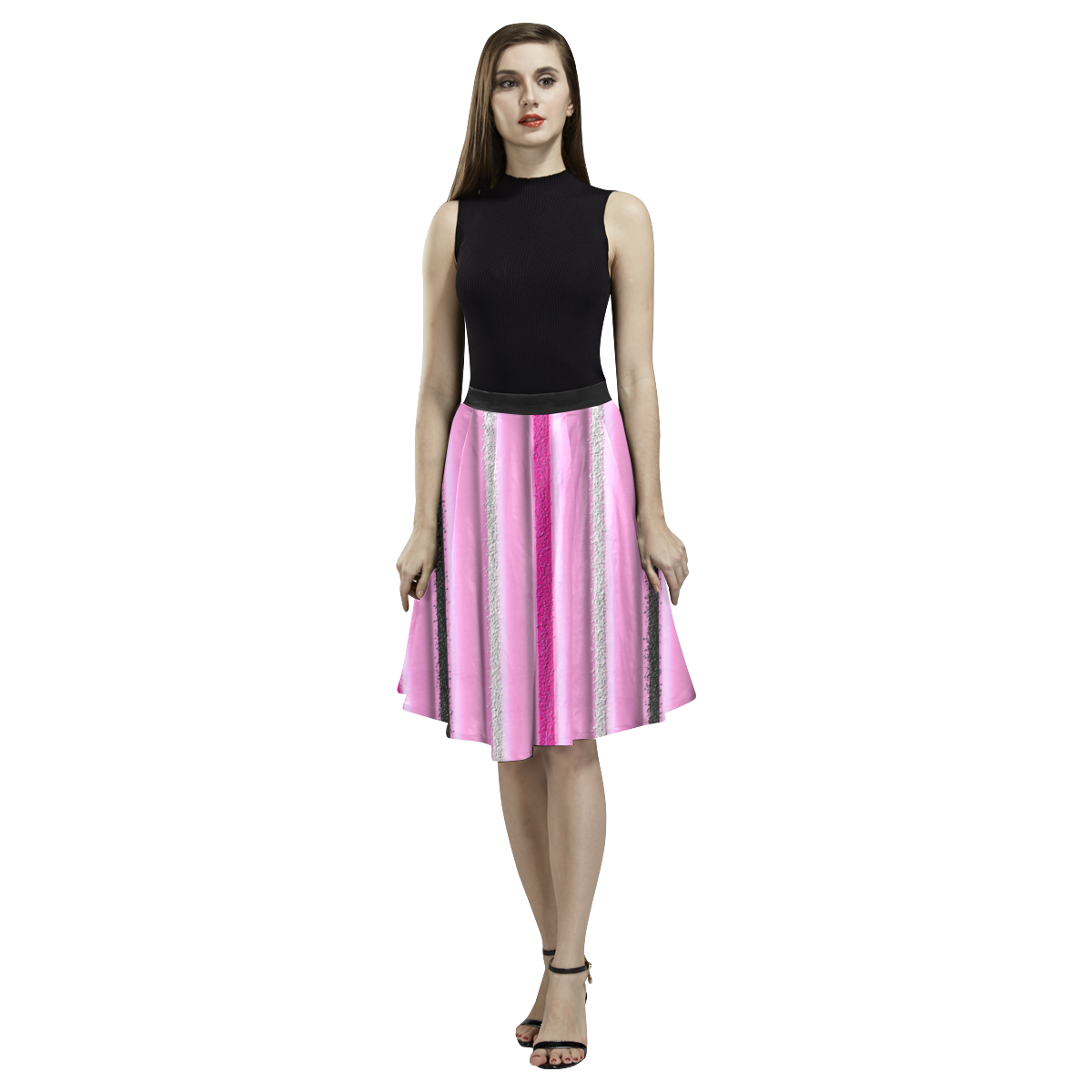 Pink Glamour Melete Pleated Midi Skirt (Model D15)
