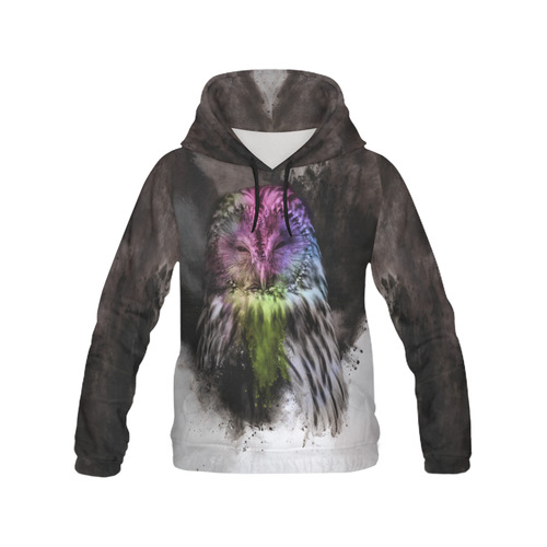 Abstract colorful owl All Over Print Hoodie for Women (USA Size) (Model H13)