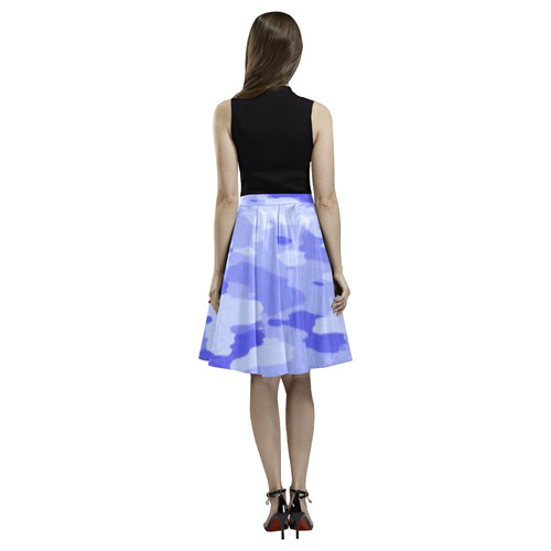 Blue Camo Melete Pleated Midi Skirt (Model D15)