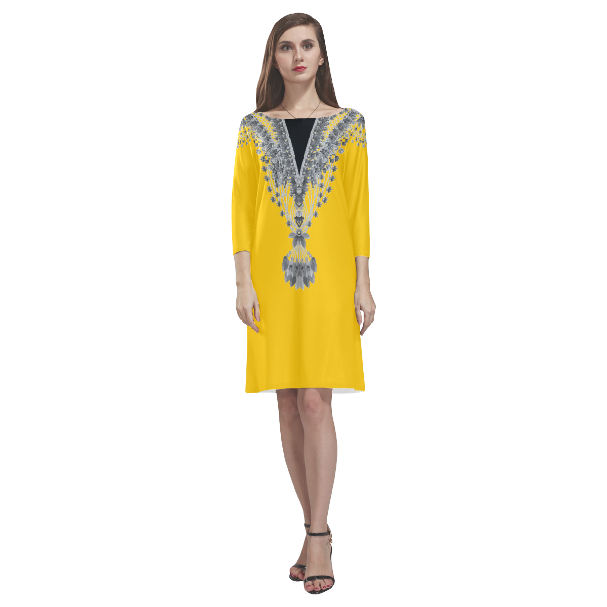 indian jewels design by Sandrine Kespi Rhea Loose Round Neck Dress(Model D22)