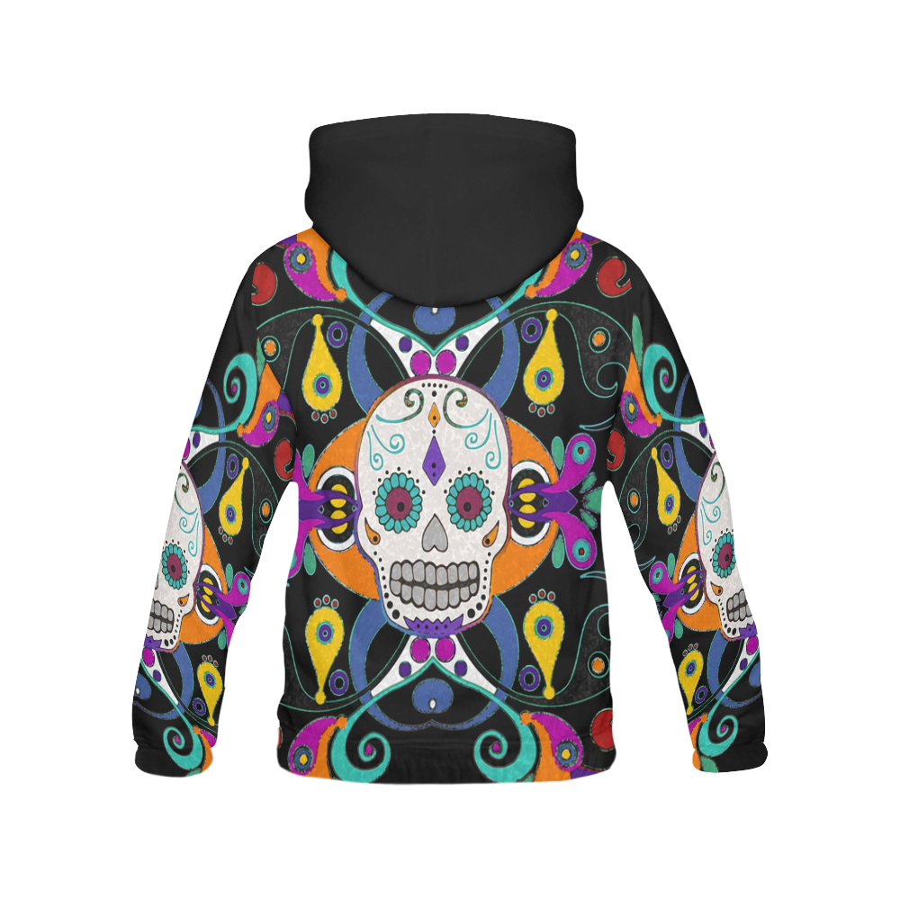 Día De Los Muertos Skull Ornaments All Over Print Hoodie for Men (USA Size) (Model H13)