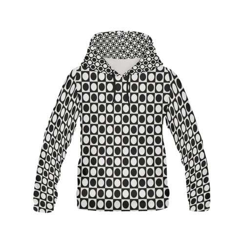 Modern DOTS in SQUARES pattern - black white All Over Print Hoodie for Men (USA Size) (Model H13)