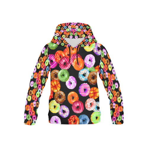 Colorful Yummy DONUTS pattern All Over Print Hoodie for Kid (USA Size) (Model H13)