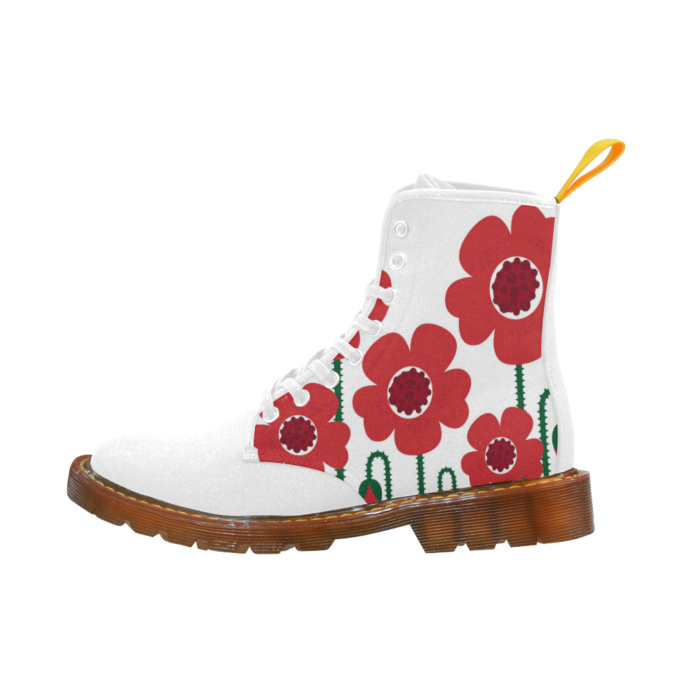 Designers Martin Boots with RED FLOWERS Martin Boots For Men Model 1203H