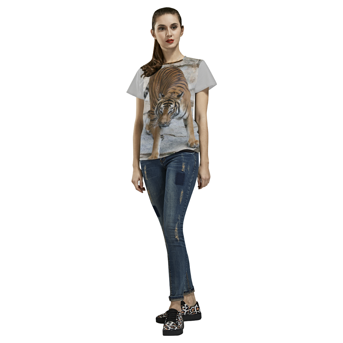 Tiger 1216 AJ by JamColors All Over Print T-Shirt for Women (USA Size) (Model T40)