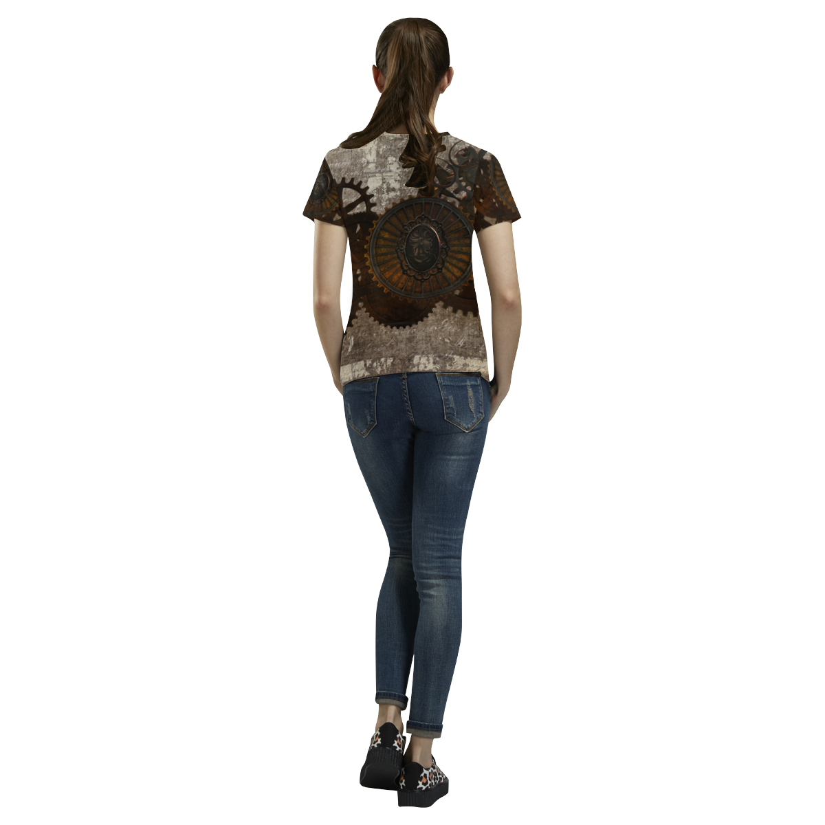 A rusty steampunk letter with gears All Over Print T-Shirt for Women (USA Size) (Model T40)