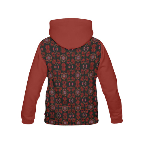 Black and Red Abstract All Over Print Hoodie for Women (USA Size) (Model H13)