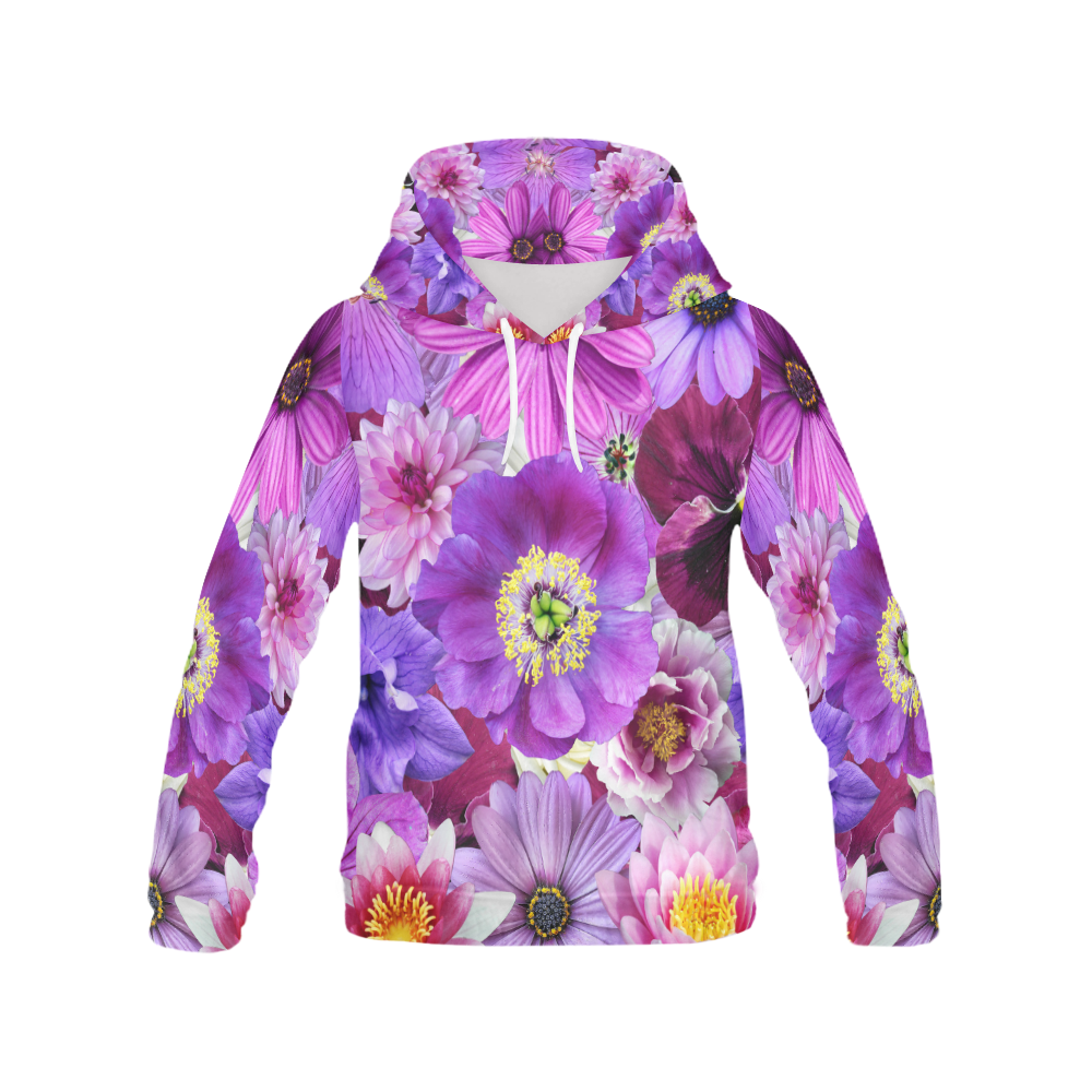 Purple flowers_ Gloria Sanchez1 All Over Print Hoodie for Women (USA Size) (Model H13)