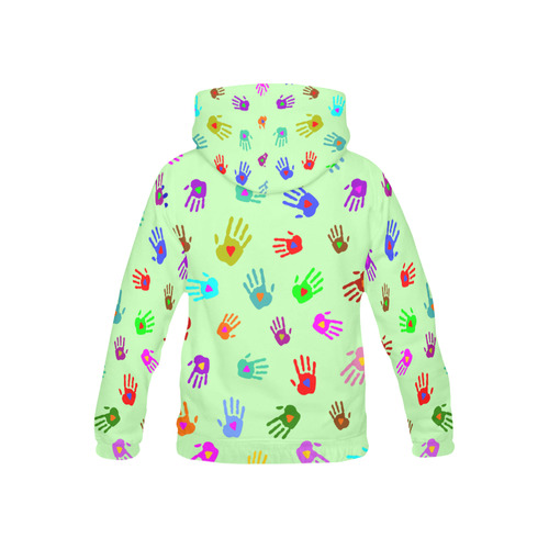 Multicolored HANDS with HEARTS love pattern All Over Print Hoodie for Kid (USA Size) (Model H13)